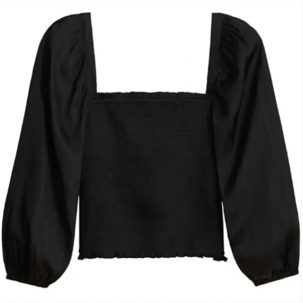 J. Crew  Squareneck Smocked Featherweight Satin Crop Top in Black Size Large
